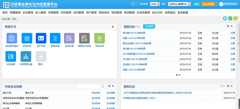 行政事業單位元內控軟件界面